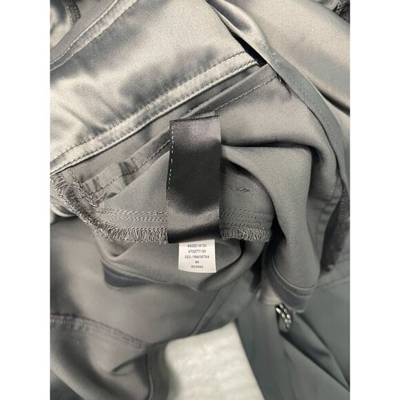 White House Black Market Satin Tie Jacket 8 Gray Silver Roll Tab Sleeves - Picture 6 of 8